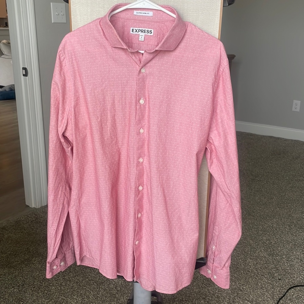 Express large extra slim fit red dress shirt